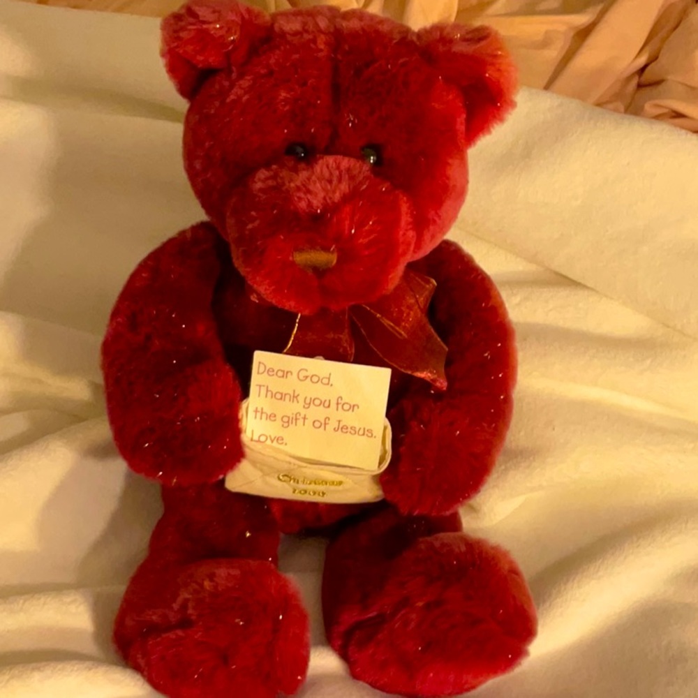 Vintage Gund Christmas 2000 Plush Bear Dear God Note W2K
